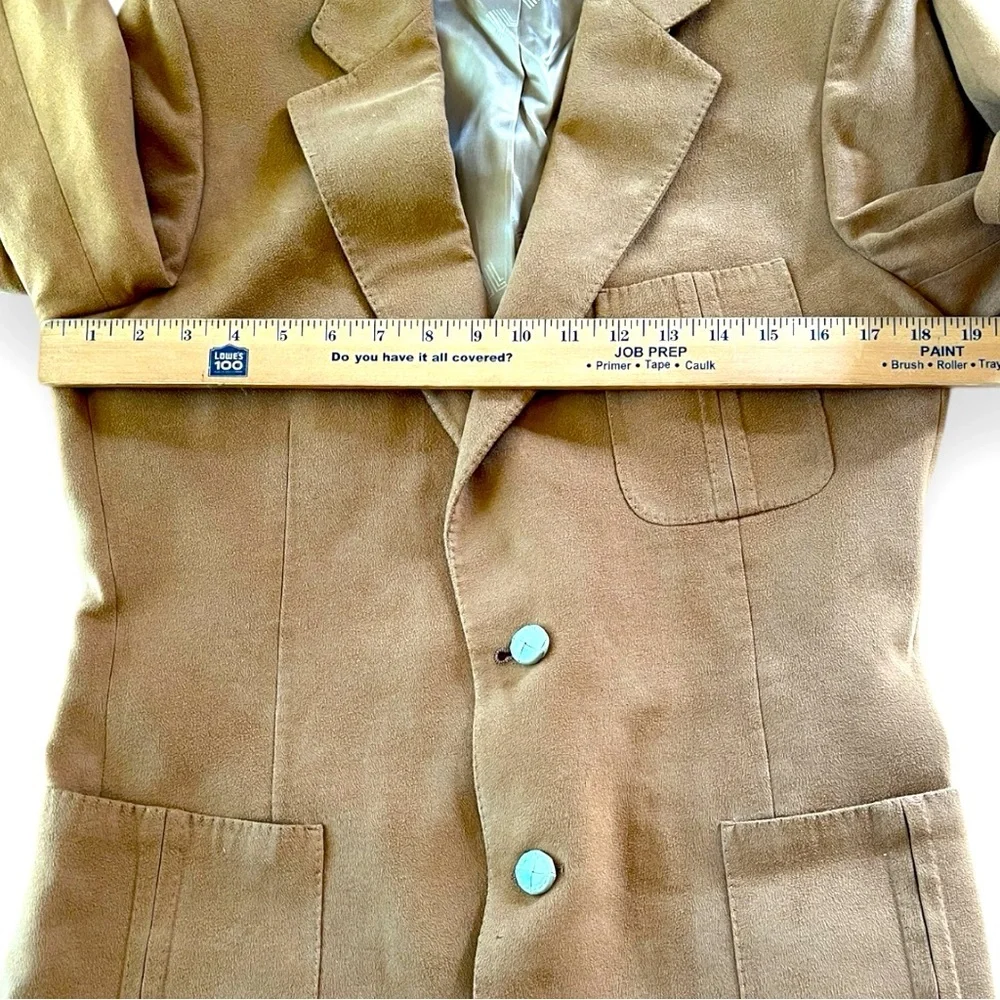 Vintage LANVIN Paris Feathersuede Blazer Jacket Sportscoat Camel Size Medium